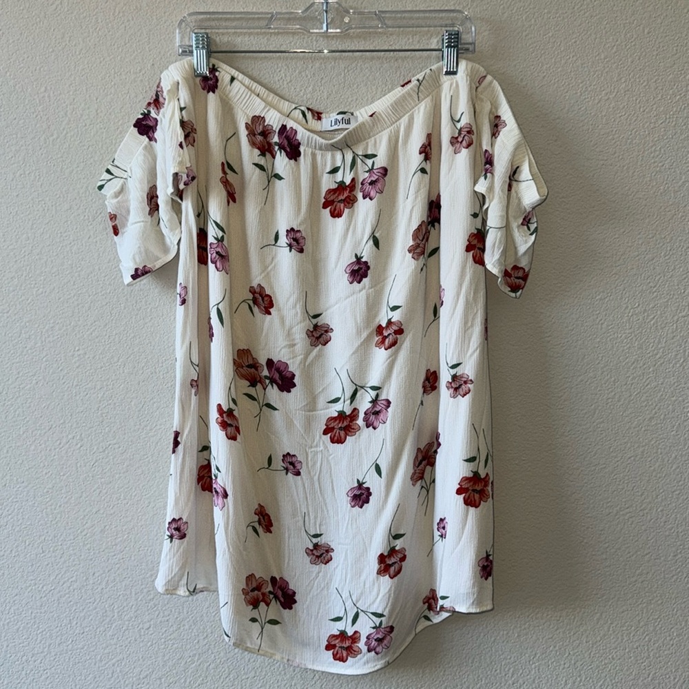 Lilyful Off Shoulder Floral Mini Dress EUC